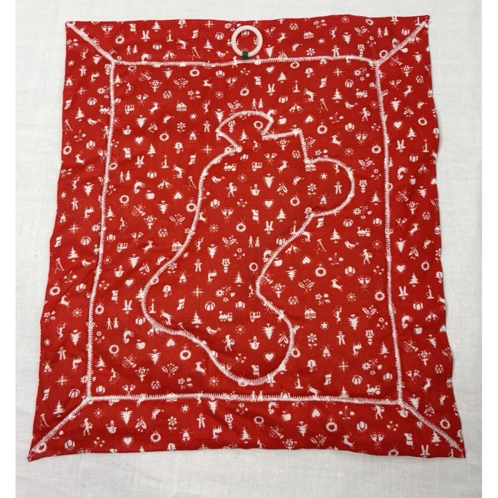 Vintage Handmade Quilted Christmas Wall Hanging‎ Stocking with Clown Appliqué